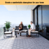 30 PCS Interlocking Deck Tiles Checker Pattern, 12" x 12" Square Light Gray Acacia Hardwood Outdoor Flooring for Patio, Bancony, Pool Side,...
