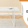 Industrial rectangular MDF Cream style dining table for 4-6 people with 1.5 inch thick MDF top and white metal legs frame for work desk, kitchen, terrace, dining room