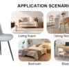 Comfortable Linen-Cotton Dining Chair Set - Four Pieces in Light Gray.Integrated Seat and Backrest,Linen-Cotton Material,Curved Widened Cushion Design For More Comfort.