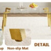 Table and chair set.71 * 35.4 inch rectangular dining table.Tempered Glass Tabletop,Golden 7-shaped Metal Table Legs.Paried With 8 Light Gray PU dining chairs, Golden Metal Legs.Simple and versatile.