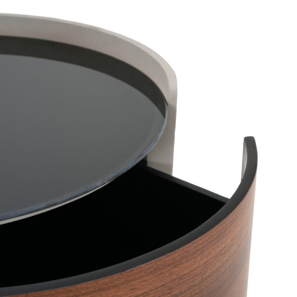 108ab7be9f964364bbce5f7af5d55fa1_e5c043043e4605a7d2f636c5ee4b0ac6 MDF ITALIAN RETRO DOUBLE STORAGE ROUND SIDE TABLE, GRAY BROWN COLOR