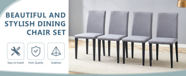 1105bd7233d74059a2f7bc4af98fab0b_d1cd491b7f6aa4abc81c9753e2a134c6 Four Light Gray Linen-Cotton dining chairs, simple and versatile, comfortable and accompanied. Exquisite and versatile dining chairs unlock a comfortable new experience.(Set of 4)