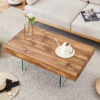 Natural Style MDF Coffee Table - 39.3"x21.6" with Tempered Glass Legs.Density Board Sticker,Reinforced Glass.