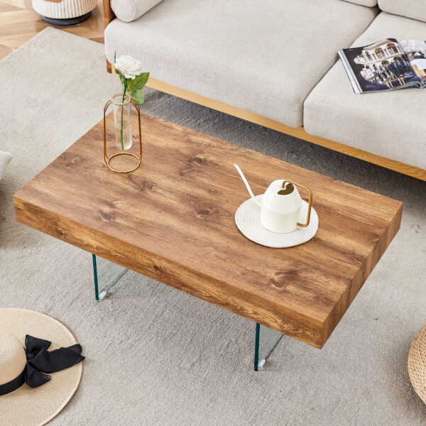 110a016a0fde453ca0f6bdaadc3cff59_f66e19859c9c20665e30a23e482a721f Natural Style MDF Coffee Table - 39.3"x21.6" with Tempered Glass Legs.Density Board Sticker,Reinforced Glass.