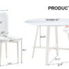 Table and chair set, MDF desktop, white metal table legs, stable and beautiful, suitable for most styles of home. Modern simple dining table, comfortable seating.
