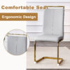 Table and chair set.71"x35.4"x30" Luxurious Pandora Patterned Glass Dining Tabletop with Golden Back To Back C-Shaped MDF Legs.Paried With 8 Light Gray PU Chairs with golden C-tube metal leg.