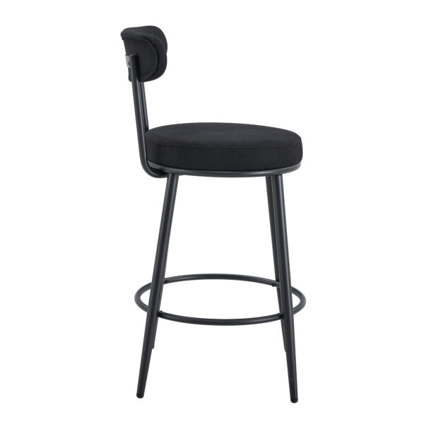 114b28311c6e47e8846a1244e83240e5_63ea77edff48d296a2ab14495074bcc2 Fashionable and Comfortable - Two Sets of Ergonomic High Legged Bar Chairs, With Black Breathable Fabric Cushions And a Total Height of 35.5 Inches.Pack two in one box.
