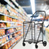 Shopping Cart with Shelf,Grocery Cart on Wheels, Foldable Utility Shopping Carts with Double Basket and 360° Rolling Swivel Wheels for Groceries Laundry