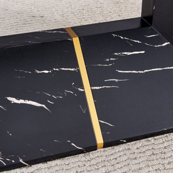 This modern dining table with MDF marbled design gives you a luxurious and elegant feel, adding a touch of elegance whether it is a family dinner or entertaining guests.