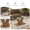 A modern minimalist style coffee table. Transparent tempered glass tabletop with wooden MDF columns. Suitable for living room and dining room.  CT-V