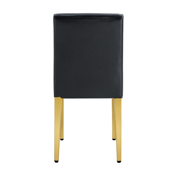 11c9d29087944ebe9e57aefd8a18fb77_8a762c81c7e1bd8aa2b07de47f8a52e8 Two Black PU dining chairs, Golden Metal Legs.Simple and versatile, comfortable and accompanied. Exquisite and versatile dining chairs unlock a comfortable new experience.(Set of 2)