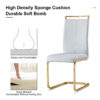 Table and chair set.Elegant Transparent Tempered Glass Dining Set - 71"x35.4" with 8 Light Gray PU Chairs with golden C-tube metal leg.X-shaped Golden Metal Table Legs,Black Textured MDF Crossbeam.