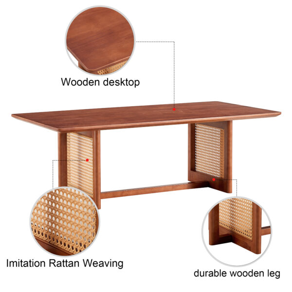 Chinese style log wind Imitation rattan Walnut color tea table rectangular solid wood coffee low table small family living room tea table