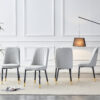Modern dining chairs are equipped with light gray PU artificial leather backrest cushions and black metal legs, suitable for restaurants,kitchens,and bedrooms.Set of 4pieces (light gray+PU)W1151118943