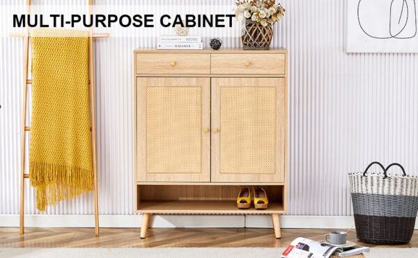 Modern minimalist storage cabinet, rattan shoe cabinet, bed top cabinet. Beautiful shape, suitable for corridors and living rooms.