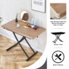 Modern minimalist multifunctional lifting table, with a 0.8-inch wood grain process sticker desktop and black metal legs, can be used as a dressing table, coffee table, dining table, and office table
