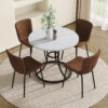 Table and chair set.A Modern Minimalist Circular Dining Table With A Diameter Of 33.3 Inches.Paired With 4 High Quality Brown Dining Chairs Made Of Technology-Fabric.Iron pipe spraying Legs.