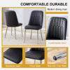 2 modern dining chairs, smooth PU leather backrest and silver-toned metal legs for a comfortable home experience for kitchens, bedrooms and offices.
