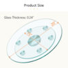 Double layer rotatable round glass.The rotatable design makes it more convenient to retrieve and place items.The upper glass has a diameter of 20 inches, while the lower glass15 inches.