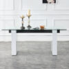 Large modern rectangular table with 0.4 inch patterned tabletop and large MDF table legs, suitable for kitchen, dining room, and living room 71 "* 35.4" * 30 "