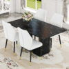 Table and chair set.Black Marble Pattern MDF Dining Set - 63"x35.4" with 4 White PU Chairs With a Widened Backrest Design.Giving you a luxurious feel.