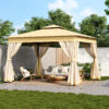 TREXM 10x12 Outdoor Gazebo Tent with Double Roofs, Patio Gazebo with Mosquito Netting, Patio Canopy for Backyard, Garden, Lawn and Deck (Beige)