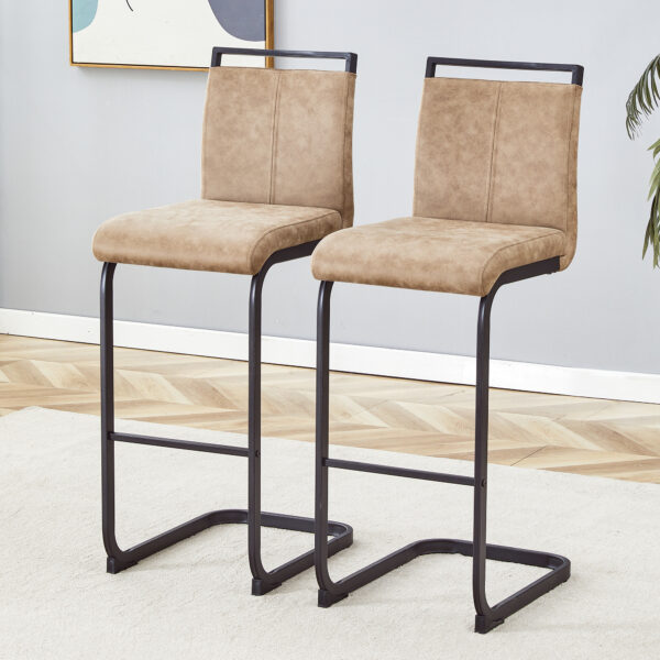 13042e48373a4f3996e57e216f5745bc_4f858ab8b8282e2ab912ed02540b3df3 42.5 Inch Tall Brown Tech Fabric Bar Stool - A Perfect Combination of Modern Design, Comfort, and Stability.A Set of 2.Suitable Not Only For Home Use But Also For Bars, Restaurants,And Other Settings.