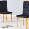 2 piece dining chairs.The gold metal legs complement the black velvet, showcasing a perfect blend of modern and classic elements.Suitable for various occasions such as kitchens,conference rooms, etc.
