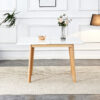 Imitation marble white sintered stone tabletop with rubber wooden legs, foldable computer desk, foldable office desk, suitable for restaurants, living rooms, terraces, kitchens