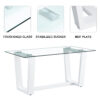 Glass Dining Table Large Modern Minimalist Rectangular for 6-8 with 0.4" Tempered Glass Tabletop and white MDF Trapezoid Bracket,For Kitchen Dining Living Meeting Room Banquet Hall F-1550