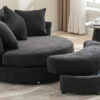 Orisfur. 360° Swivel Accent Barrel Chair with Storage Ottoman & 4 Pillows, Modern Chenille Leisure Chair Round Accent for Living Room, Gray