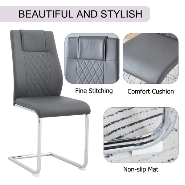 134dd53b60484d0e836d3084d4156513_0422045cafff726dc2a2f93373555fab Table and chair set.White MDF Coffee Table - Reinforced with Tempered Glass Legs.Paired with 4 Dark Gray high-quality PU chairs with silver metal legs.