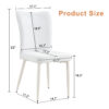 Modern minimalist dining chair, white PU leather curved back and seat cushion, white metal chair legs, suitable for dining room, bedroom, living room. A set of four chairs. 008