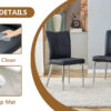 Table and chair set.63"*35.4" White Imitation Marble Pattern MDF Dining Table Set - 4 Black PU Chairs with a vertical stripe design on the backrest.Create Your Exclusive Low-Key Luxury Space.