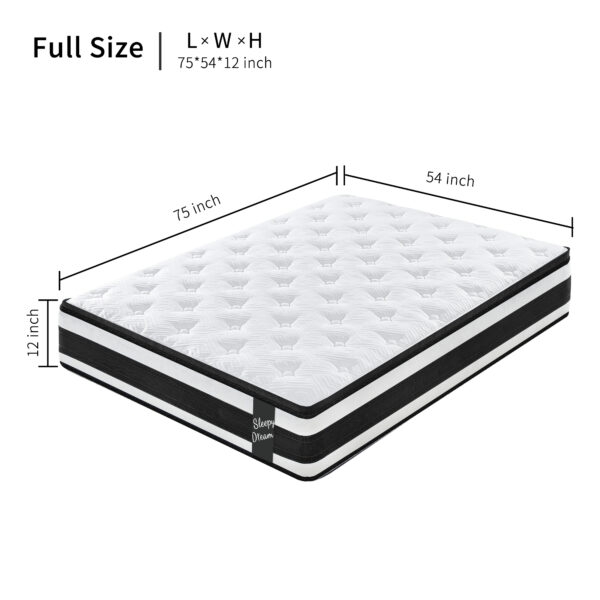 12 Inch  Full Size Breathable Cool Oeko-Tex100 Cover Memory Foam Individual Pocket Spring Hybrid Mattress