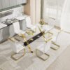 Dining table. Modern tempered glass dining table. Large modern office desk with gold plated metal legs and MDF crossbars, suitable for both home and office use. Kitchen. 79 ''x39''x30 ''  1105
