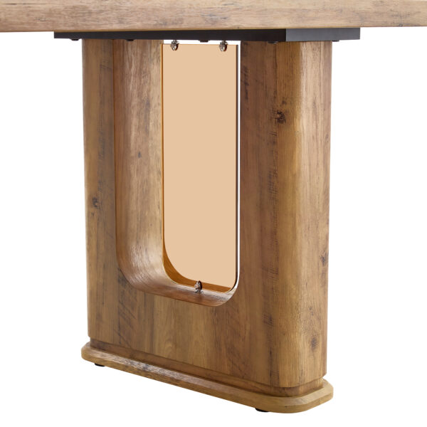 13ea7ae27a314d92ada8c0f2350b6b19_64409677b5ab016e019f6fb75c06251c 64.5 x 35.4 Inch Stylish Wood Color Textured Dining Table, Perfectly Blending Simplicity And Transparency. Made of MDF Material With Wood Grain Stickers, It Exudes A Strong Sense Of Fashion.