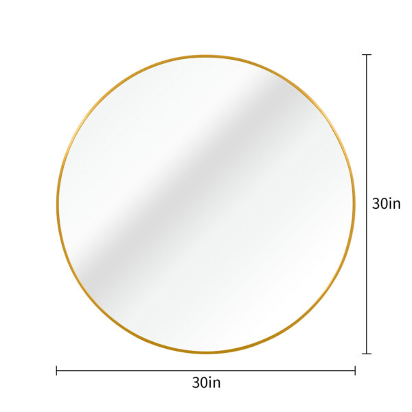 Gold 30 Inch Metal Round Bathroom Mirror