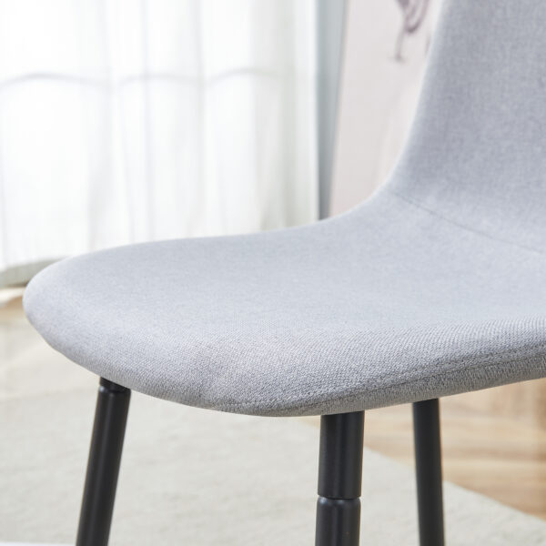 Table and chair set.Black Marble Pattern MDF Dining Table Set - 63"x35.4" with 6 Light Gray Linen Fabric Chairs.Integrated Seat and Backrest,Linen-Cotton Material.Suitable for kitchen,Dining room,etc.