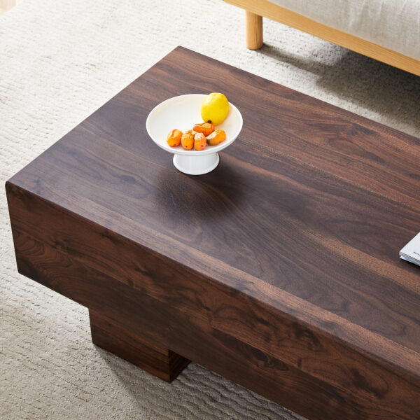 140a4eba7917423594eff07262cecdd8_69fe55494d502940615fefebe5d2cc55 Modern Simple Walnut Colored Texture Sticker MDF Coffee Table - 43.3"x21.6"x17.2" Practical Model.Making it an ideal addition to any living room or apartment.