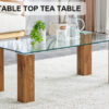 Glass-Top Coffee Table,tea table, with MDF Legs - Stylish Blend of Elegance and Durability 44.9"*21.7"*16.9"