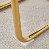 Table and chair set, large modern minimalist rectangular dining table, 0.39-inch imitation marble tabletop and golden metal legs, soft leather seats. F-1537