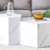 Modern minimalist style hexagonal white marble patterned MDF coffee table set (two-piece set) .Complex texture patterns, style and texture coffee table to redefine your interior decoration.