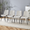 Extended Seat Cushion PU Dining Chair Set - Four Pieces.Smooth line design,Integral metal leg structure,Can integrate well into various modern home decoration styles.Gray and Brown Splicing Colors.