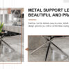 Large modern minimalist rectangular dining table with 0.39 "imitation marble black tabletop and silver metal legs, suitable for kitchen, dining room, living room, conference room.W1151S00985