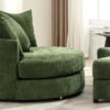 Orisfur. 360° Swivel Accent Barrel Chair with Storage Ottoman & 4 Pillows, Modern Chenille Leisure Chair Round Accent for Living Room, Green