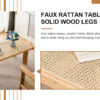Modern and minimalist rectangular rattan tabletop with rubber wooden legs, imitation rattan woven Chinese side table, suitable for small rectangular tables in living rooms, dining rooms, and bedrooms