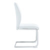 Luxury Simple Arch Chair - Set of 8 White PU Material High Resilience Dining Chair with Arched Metal Silver Leg.Packed In Two Boxes.