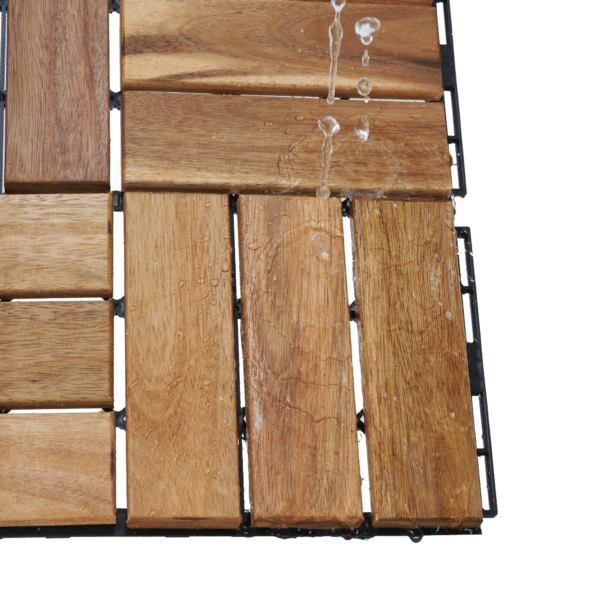 30 PCS Interlocking Deck Tiles Checker Pattern, 12" x 12" Square Yellow Acacia Hardwood Outdoor Flooring for Patio, Bancony, Pool Side,...