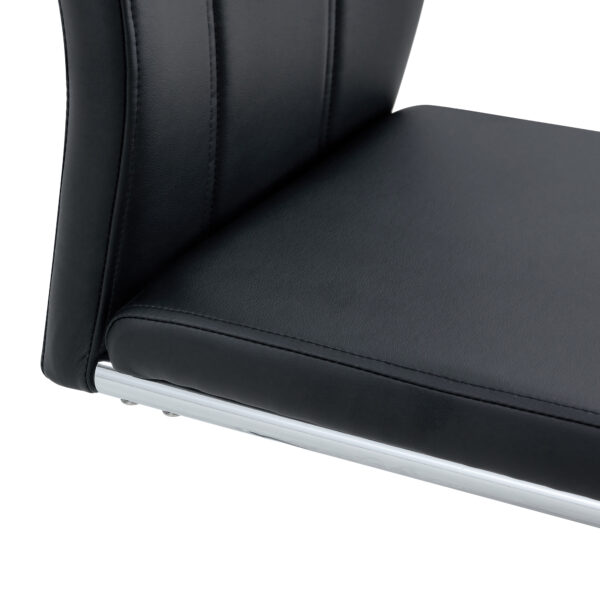4 Dining Chair Set, Black Dining Chair Set, PU Material High Back Seat and Sturdy Leg Chair, Suitable for Dining Room, Kitchen, Living Room